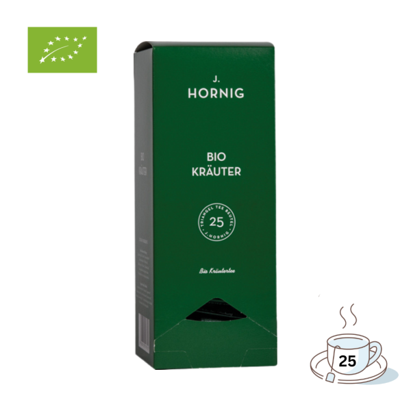 758632 J. Hornig Bio Kräuter, Kräutertee, Pyramidenbeutel im Kuvert, 25 Teebeutel